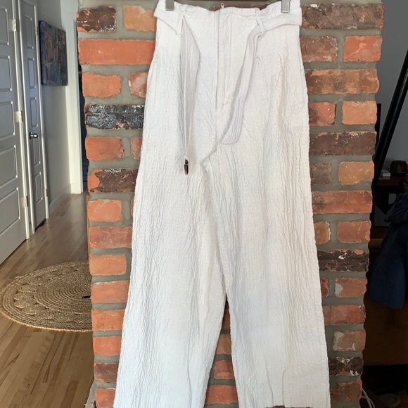 White corduroy pants trousers with belt - Picture 2 of 12